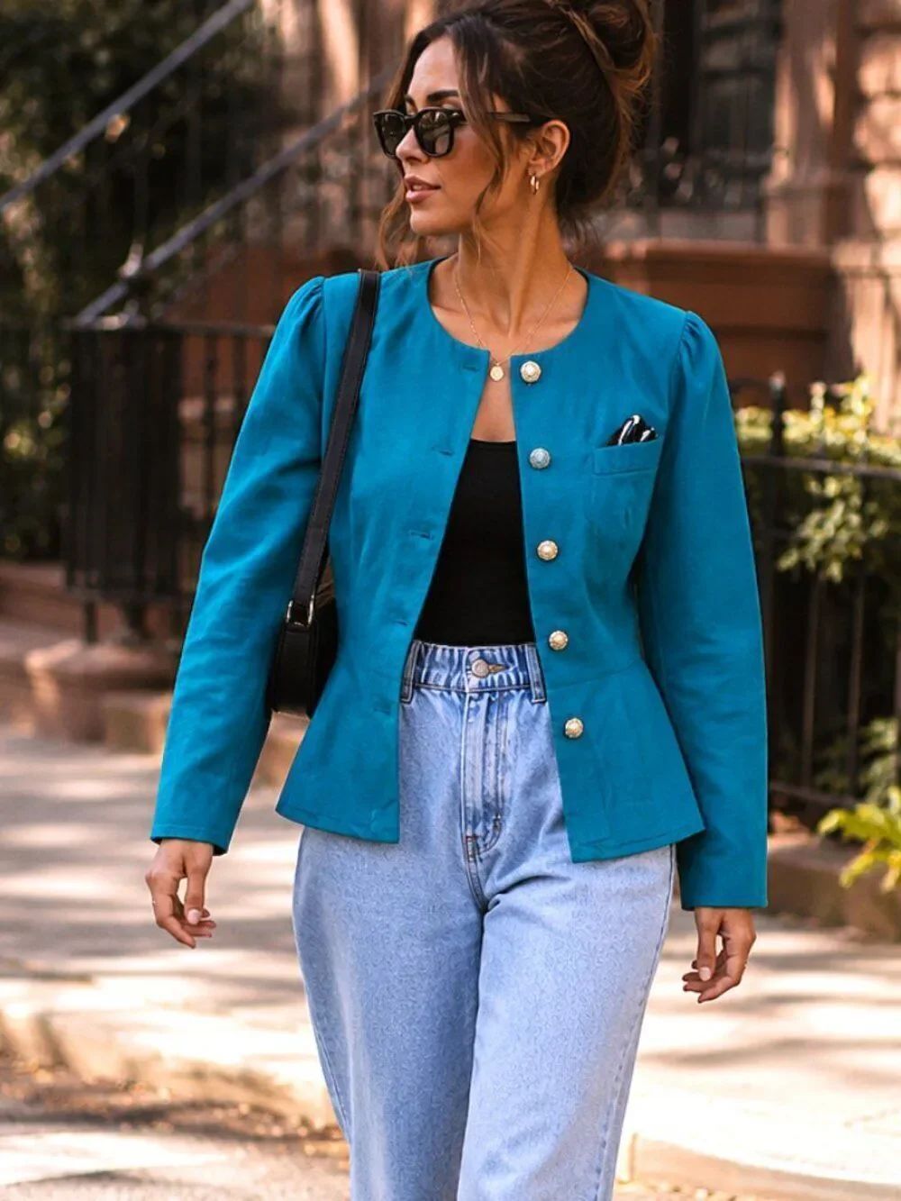 Vintage Worthington Essentials Women Teal Blazer